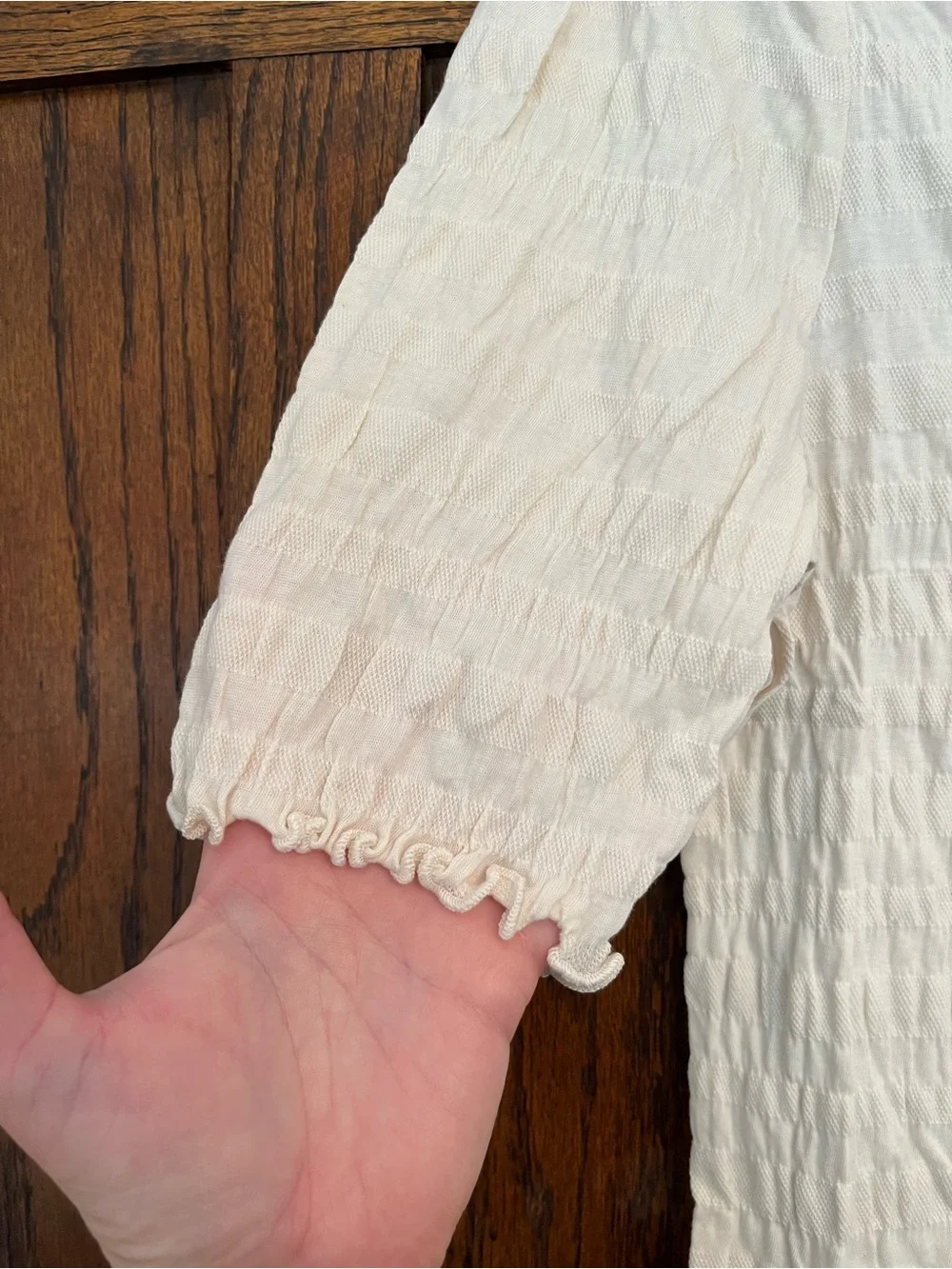 NWT Nation Los Angeles April Ruched Half-Sleeve Top in Cream Porcelain, Small